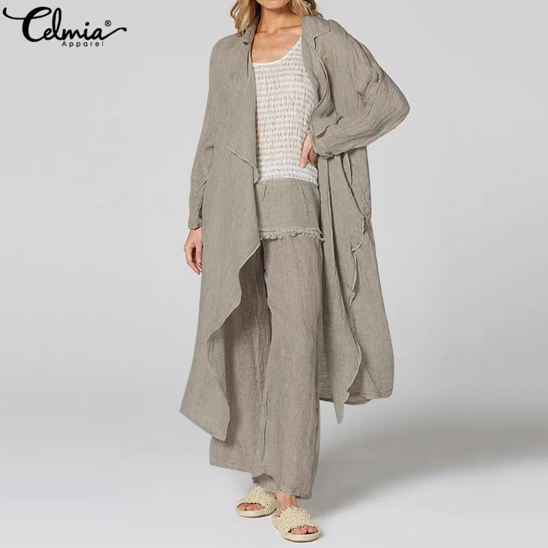 

Vintage Women Kimono Celmia Casual Long Sleeve Blouses Female Loose Beach Long Cardigan Solid Autumn Shirts Tops