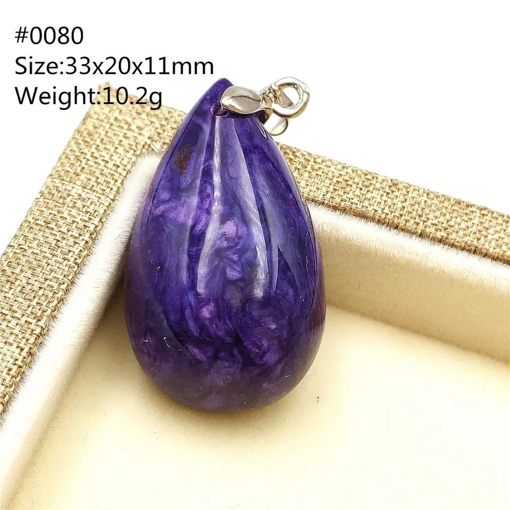 Genuine Natural Charoite Purple Gemstone Pendant Women Water Drop Fashion Necklace From Russia Jewelry AAAA | Украшения и