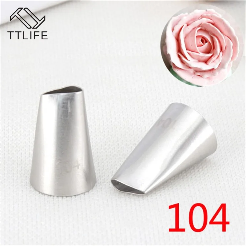 

TTLIFE Rose Petal 304 Stainless Steel Pastry Nozzles DIY Cake Decorating Piping Nozzles Fondant Cupcake Icing Tools #104