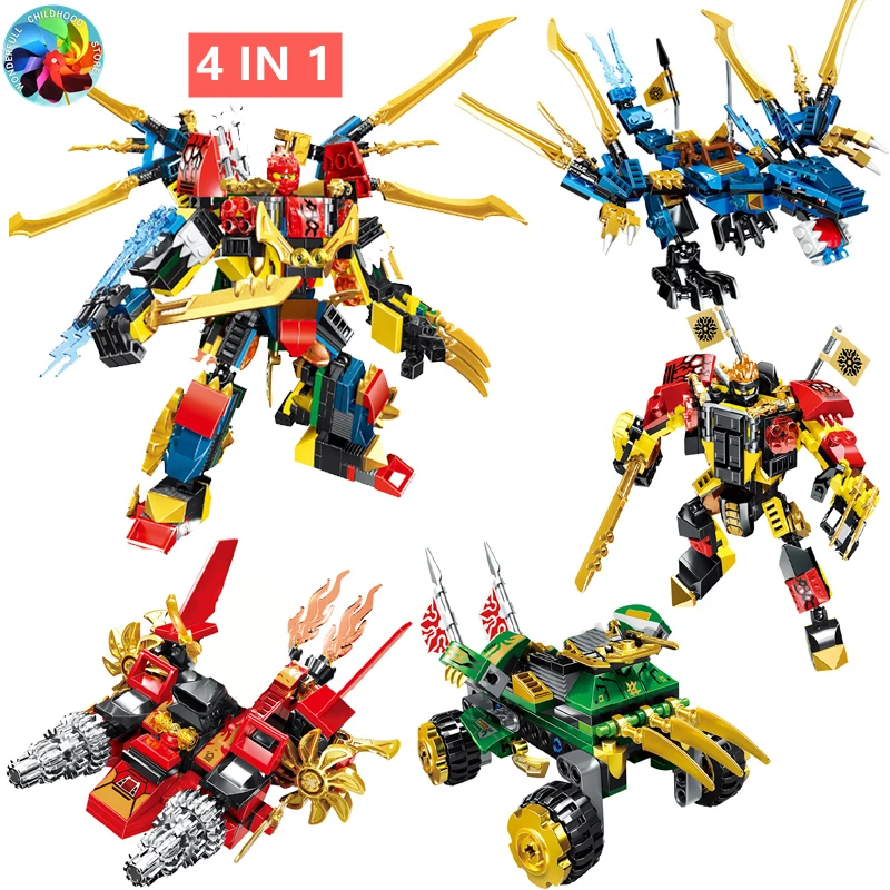 Ниндзя драконы модель колесницы Кай Джей Зейн фигурки строительные блоки