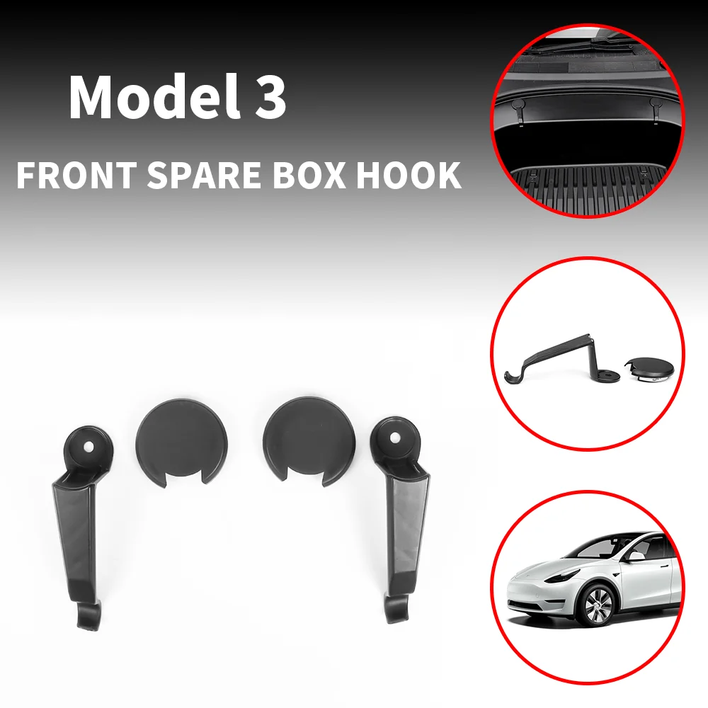 

Model3 Front Storage ABS Hook For Tesla Model 3 Accessories 2021 Car Luggage Tesla Three Spare Box Glove Bag Hooks Holding Clips