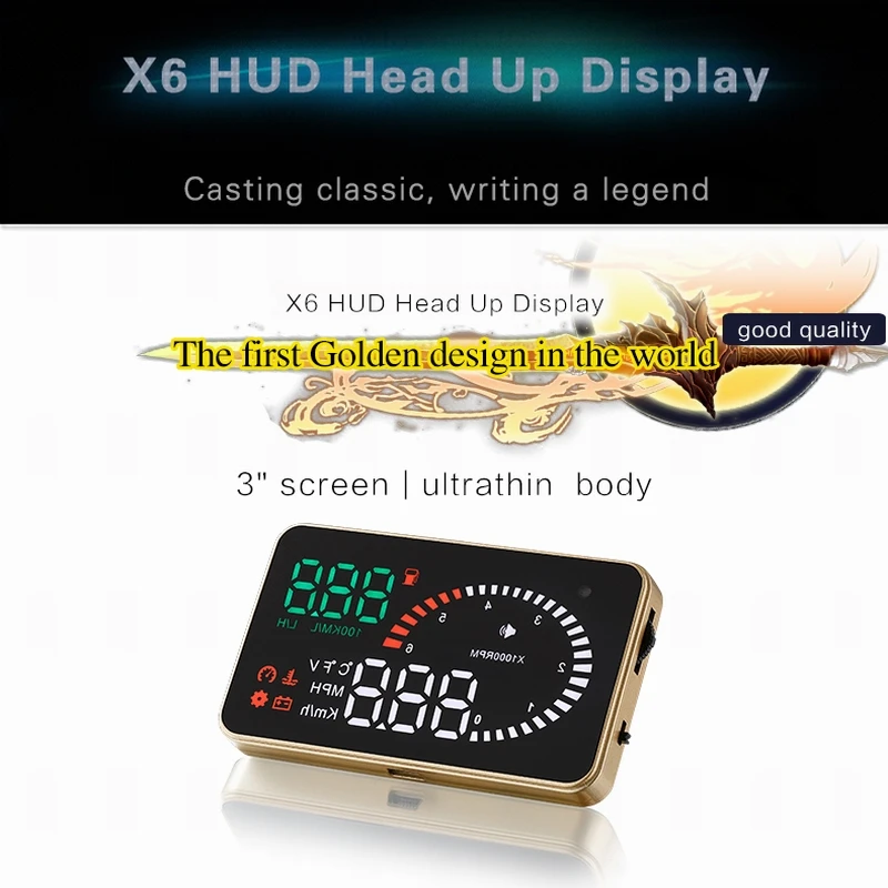 Тахометр X6 HUD OBD2 с несколькими дисплеями спидометр расход топлива время вождения