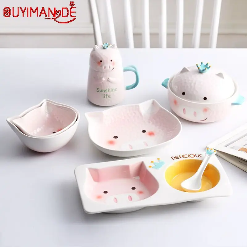 Новый год свиньи креативная Милая керамическая посуда красивая детская тарелка