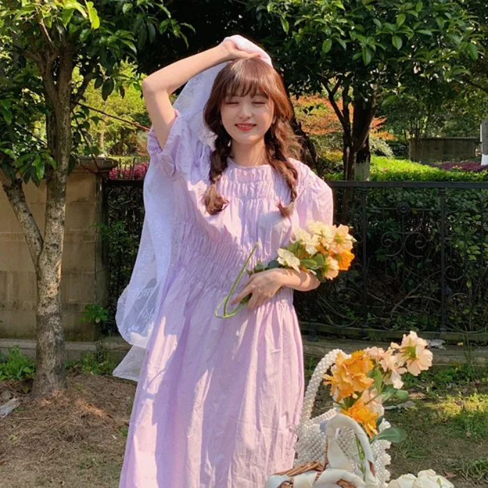 Платье Фея 2020 Новинка Лето пышные рукава белое супер Мори длинное платье