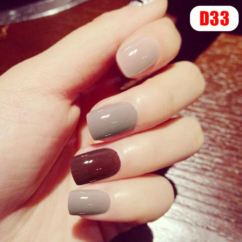 Hot sale Ladies Girls Fake Nails DIY Patch Short Sticker Strips 24Pcs Artificial Durable Nail Art for Wedding Party Shopping Travelling |