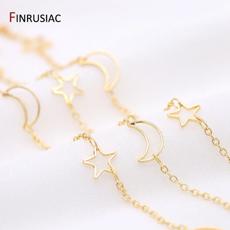 

Korean DIY chain accessories copper metal plated 14K gold star and moon chain jewelry making material