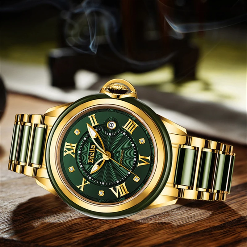 

2020 NEW Luxury brand Jade Watches business Men Wristwatch automatic mechanical hollow perspective Top gift Unique Male Watches