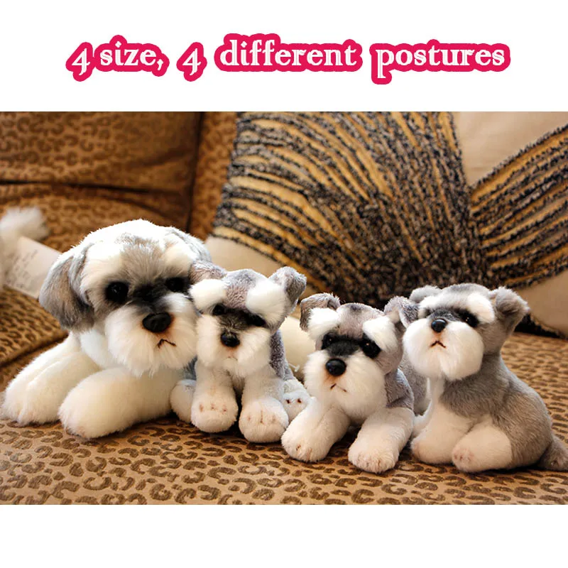 Set (4 size) Kawaii Schnauzer собака плюшевая игрушка маленький мягкий Моделирование дети чучело игрушки для детей милый реквизит для фотографий для девочек подарок на день рождения - Цвет: Set (4 size)