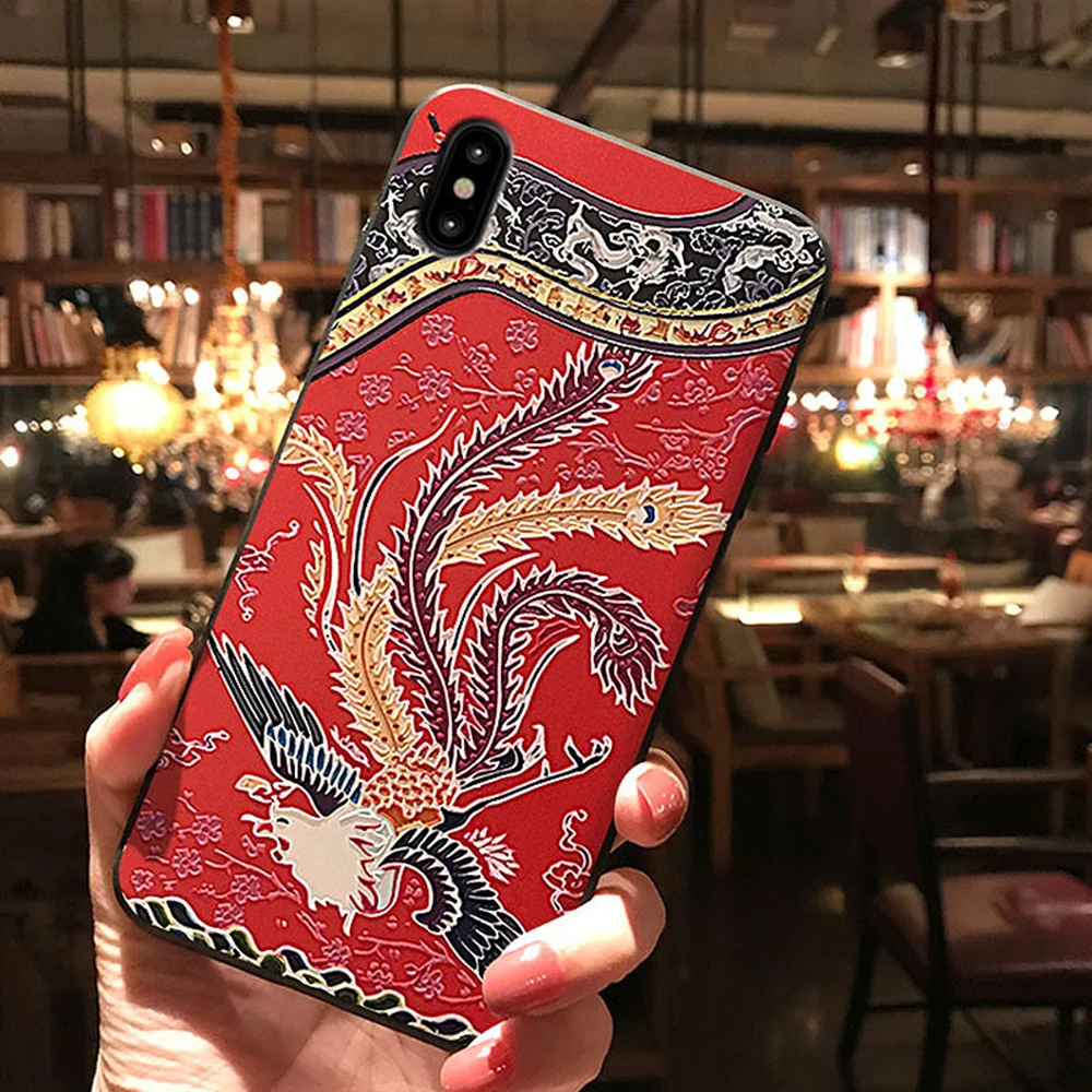 Fashion Robe Phone Case For iPhone 6 6s 7 8 Plus X XS MAX XR Dragon Phoenix Pattern Shockproof Dustproof Retro Back Shell Cover |