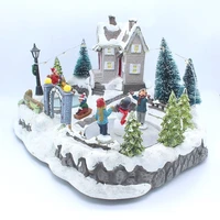 2022 christmas snow house village led light luminescent decorations with music holiday christmas tree festival house home decor