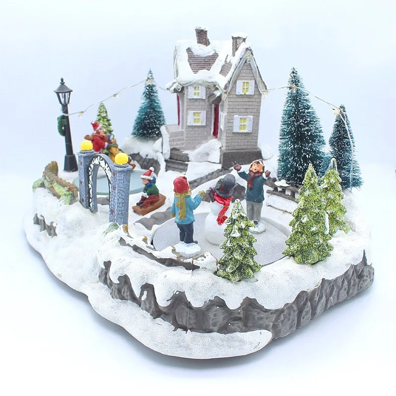 Decoraciones luminiscentes de luz LED para Navidad, casa de nieve con m&uacute;sica, &aacute;rbol de Navidad, Festival, casa, decoraci&oacute;n del hogar, 2022-0