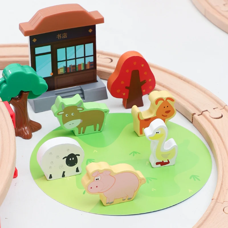 Деревянный Электрический поезд трек игрушечный автомобиль для сборки