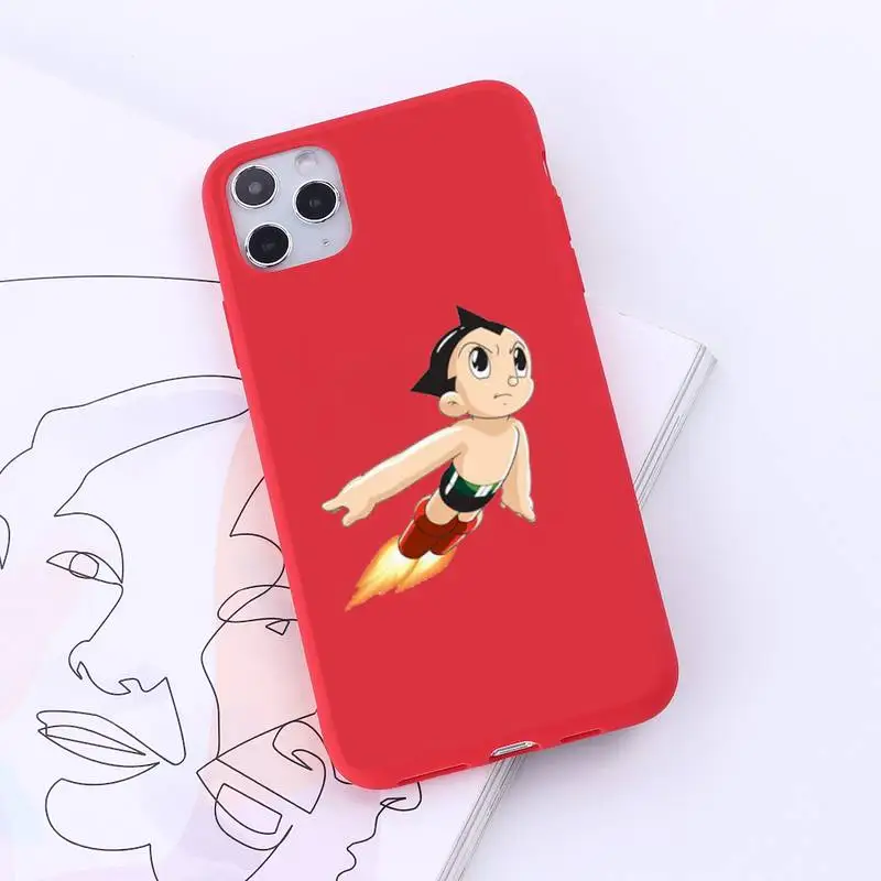 

Japanese anim Astro Boy Phone Case Red Candy Color for iPhone 6 7 8 11 12 s mini pro X XS XR MAX Plus