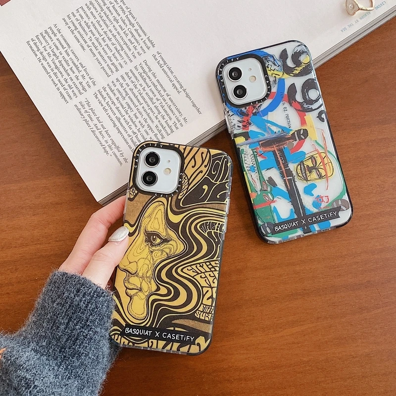

Ins Fashion Street Graffiti Painting Phone Case For iPhone 11 12 13 Pro Mini XS Max X XR 7 8 Plus SE 2 Retro TPU Soft Cover