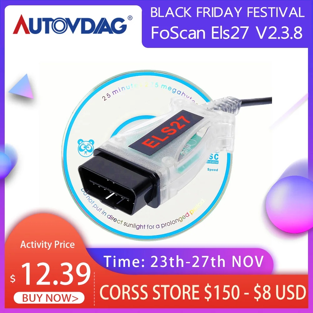 FoScan Els27 V2.3.8 OBD2 диагностический инструмент Els 27 зеленая печатная плата PIC24HJ128GP + FTDI