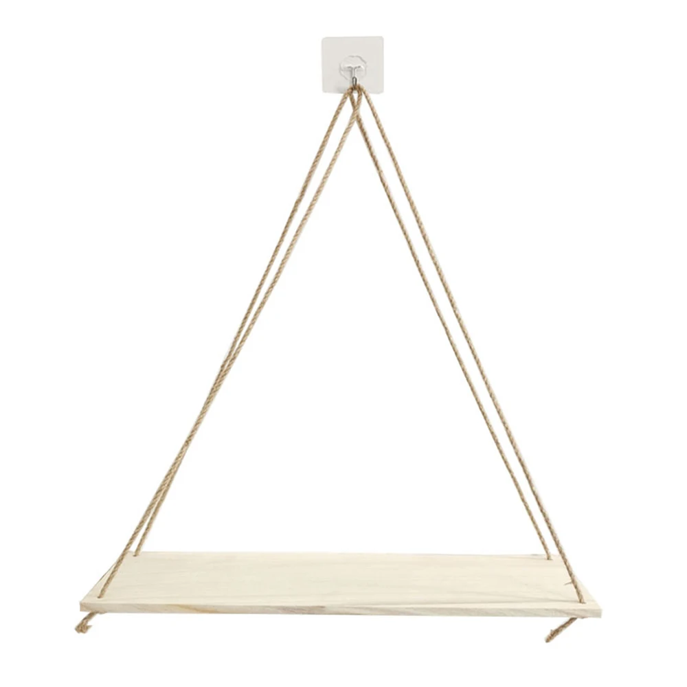 

High Quality Wood Swing Hanging Rope Wall Mounted Floating Shelves Plant Flower Pot Indoor Outdoor Decoration Simple Design