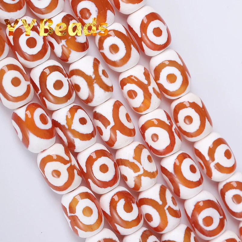 

10x14mm Natural Evil Eye Pattern Light Red Tibetan Agates beads Drum Barrel Shape Agates Beads For Jewelry Making DIY Bracelets
