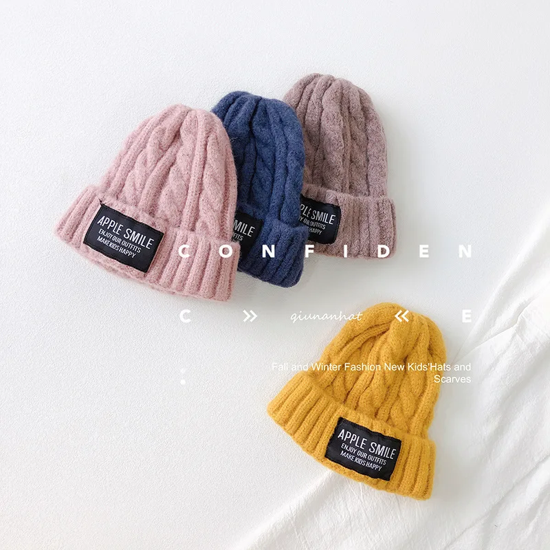 Autumn New Korean Children's Wool Cap Alphabet Boys and Babies Knitted All Match Kids Girl Winter Hat for Photography | Аксессуары