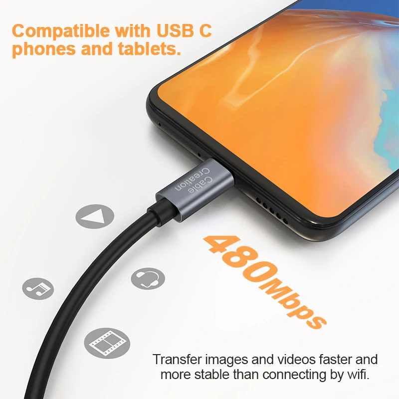 Кабель CableCreation USB Type C к Mirco A OTG для контроллера DJI Mavic Spark Pro Platinum Mini Air 0 2 м |
