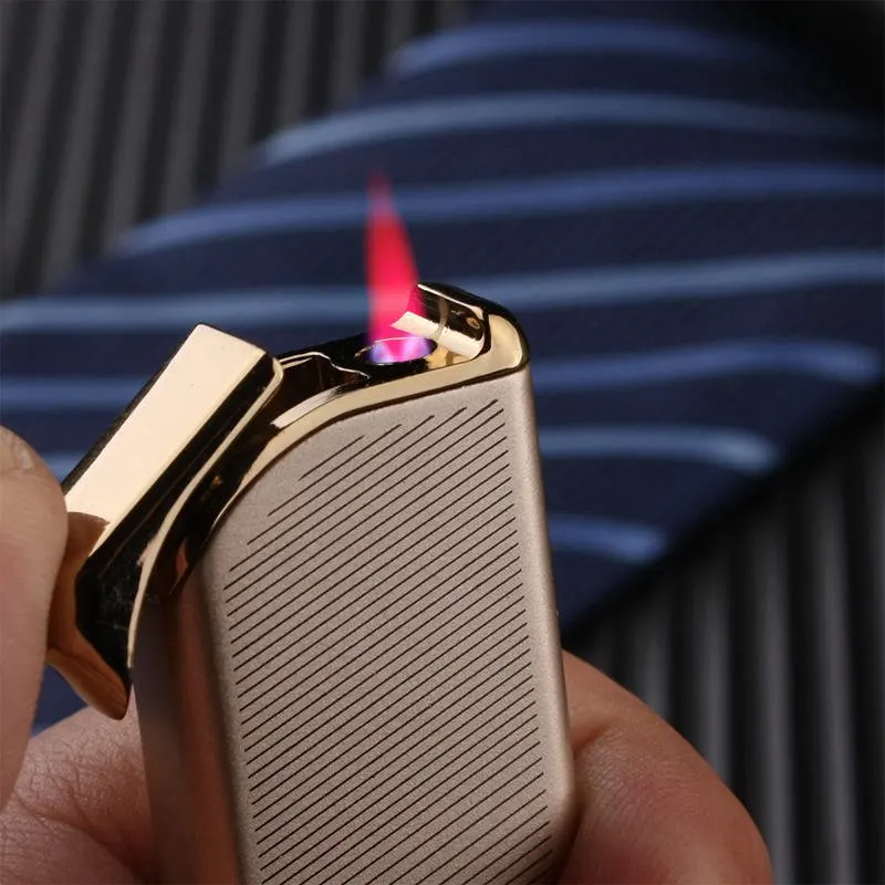 Металлическая зажигалка ветрозащитная газовая портативная заправляемая