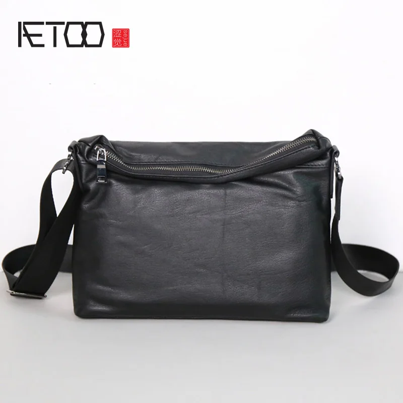 Мужская сумка AETOO из натуральной кожи новая простая Корейская версия наплечной