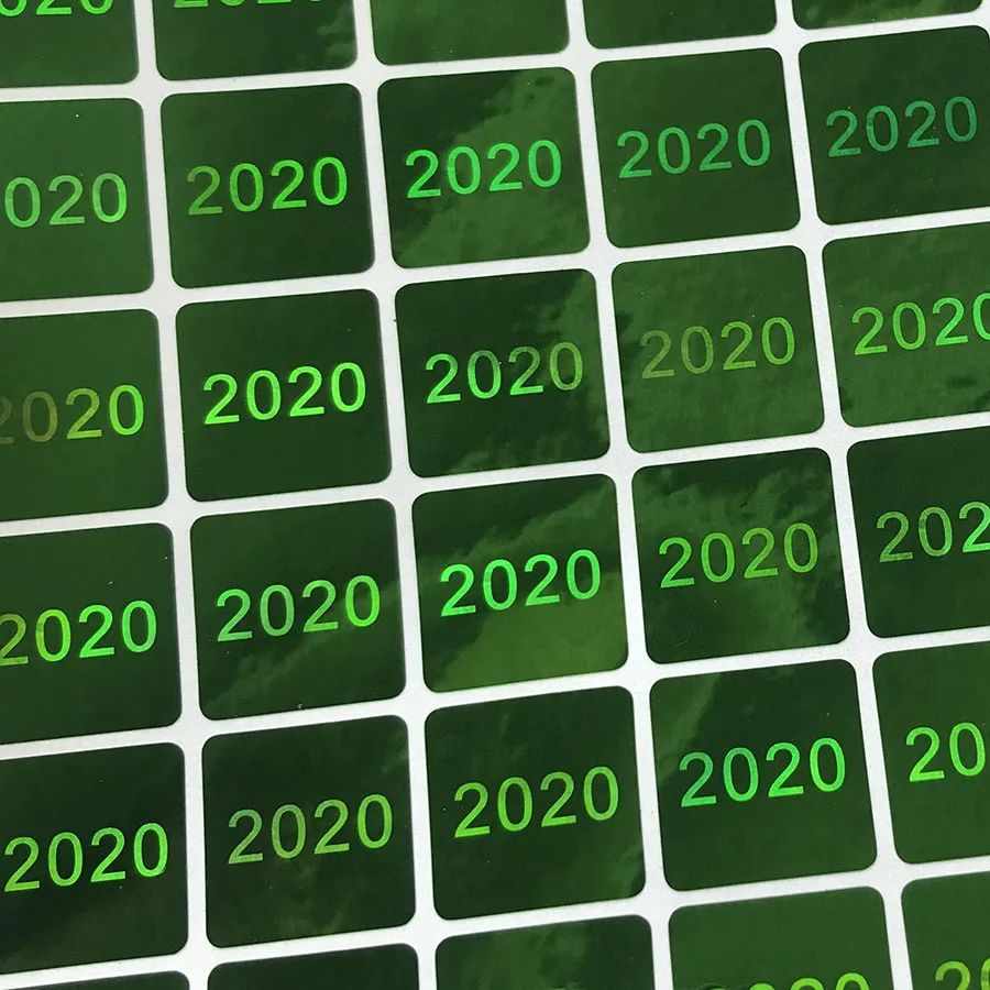 2020-Green Голограммные подделанные голографические наклейки зеленый и наклейка с серебристой голограммой 15x15 мм - Цвет: 2020-Green