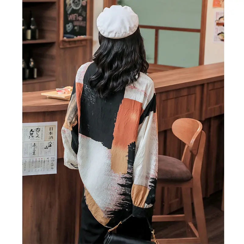 

XUXI Korean Autumn 2020 Top Women's Shirt Shirt, Round Long Sleeve Shirt, Korean Fashion With Loose Button Under Collar FZ0985