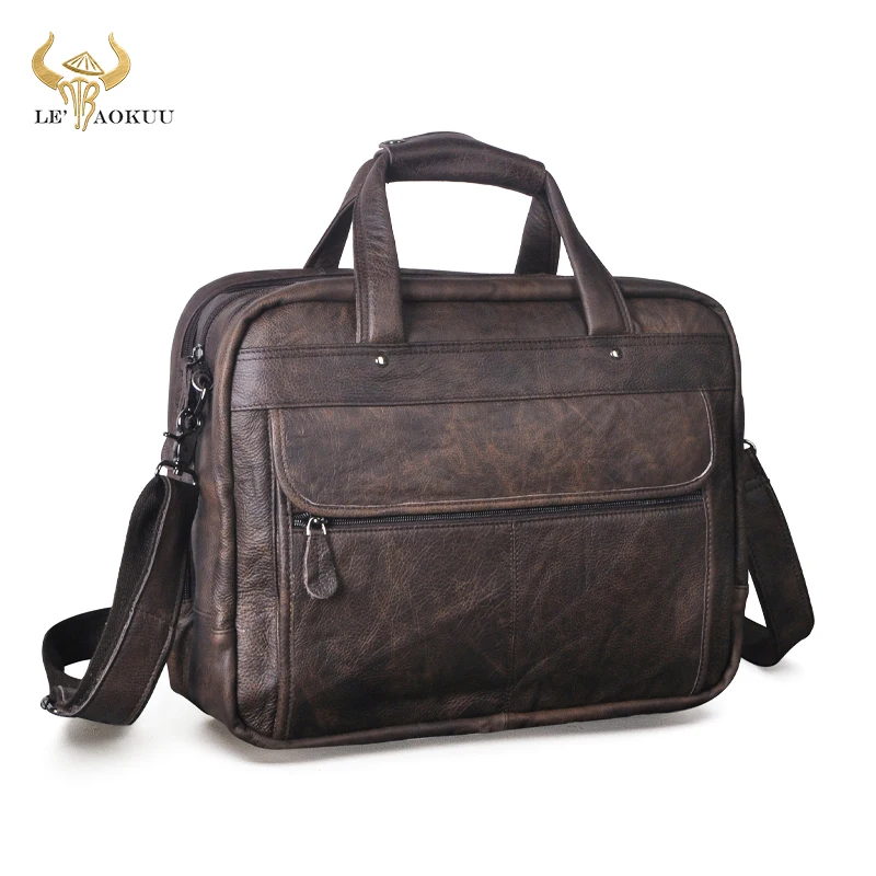Hot Sale Genuine Leather Design Business Briefcase Laptop Document Case Attache Messenger Bag Tote Portfolio For Men Male 7146