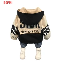 2 10 yrs baby girl autumn new windproof lined clothing childrens zipper jacke stitching polyester letter jacket boy hooded coat