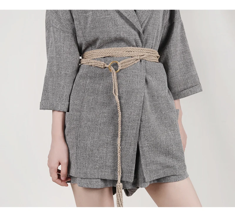 Designer Luxury Brand Hand-woven Straw Rope Long Belts for Women Coats Dress Waist Chain Ceinture Femme Aesthetic Accessories
