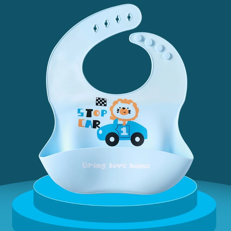 

Baby Cartoon Waterproof Food Grade Silicone Bibs Newborn Feeding Saliva Towel