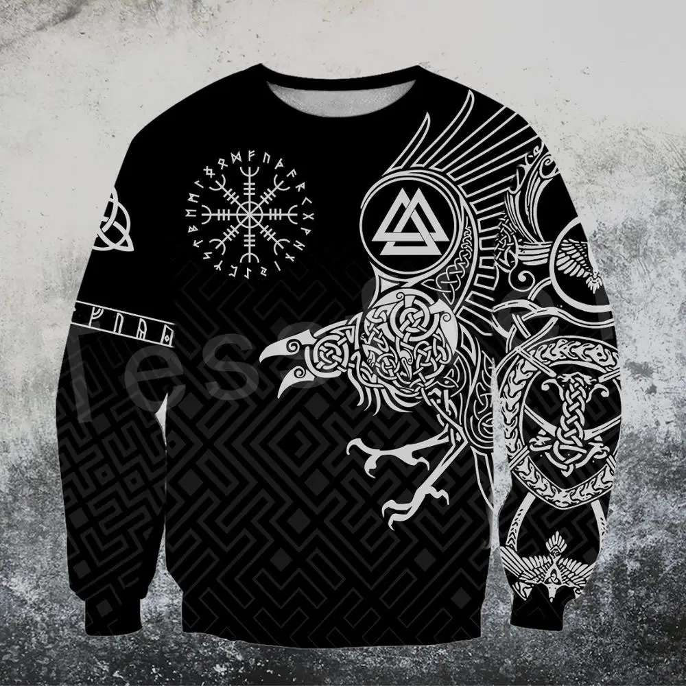 

Tessffel Vikings Viking Warrior God Odin Tattoo Symbol NewFashion Autumn Hoodies Trucksuit Pullover Casual 3DPrint Men/Women A10