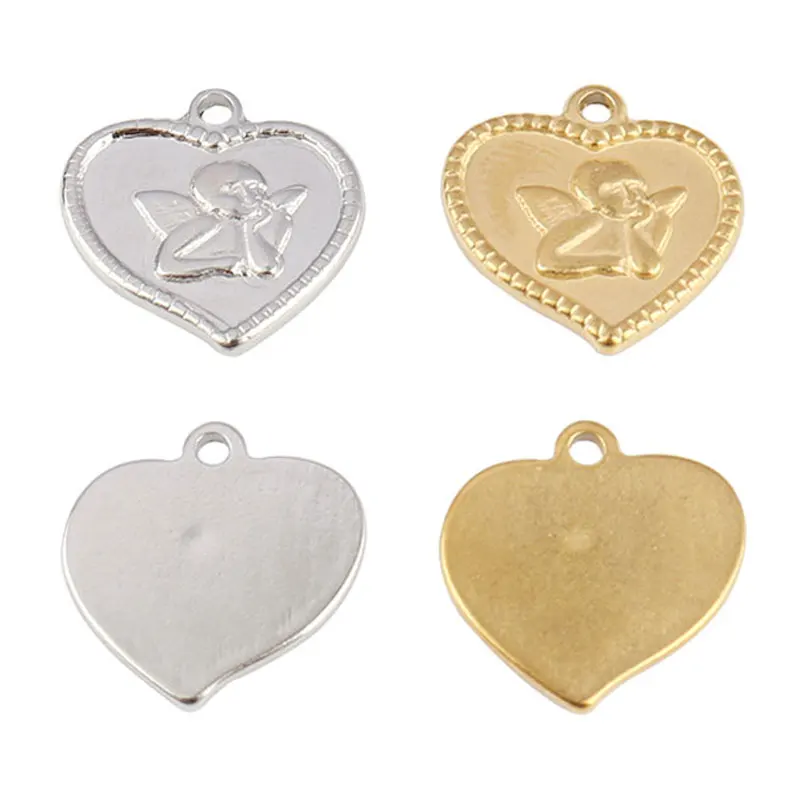 

Подвеска в форме сердца из нержавеющей стали, 5 шт./лот, 15x15 мм