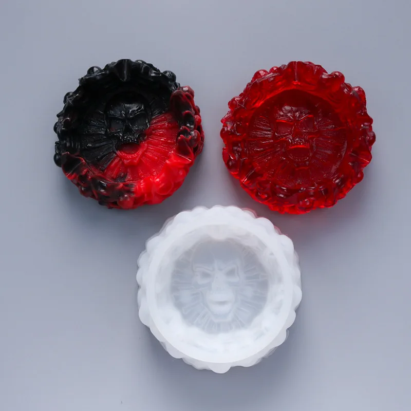 

DIY Crystal Epoxy Ashtray Silicone Mold New Skull Ashtray Mold High Mirror Handmade Silicone Mold 2021 New