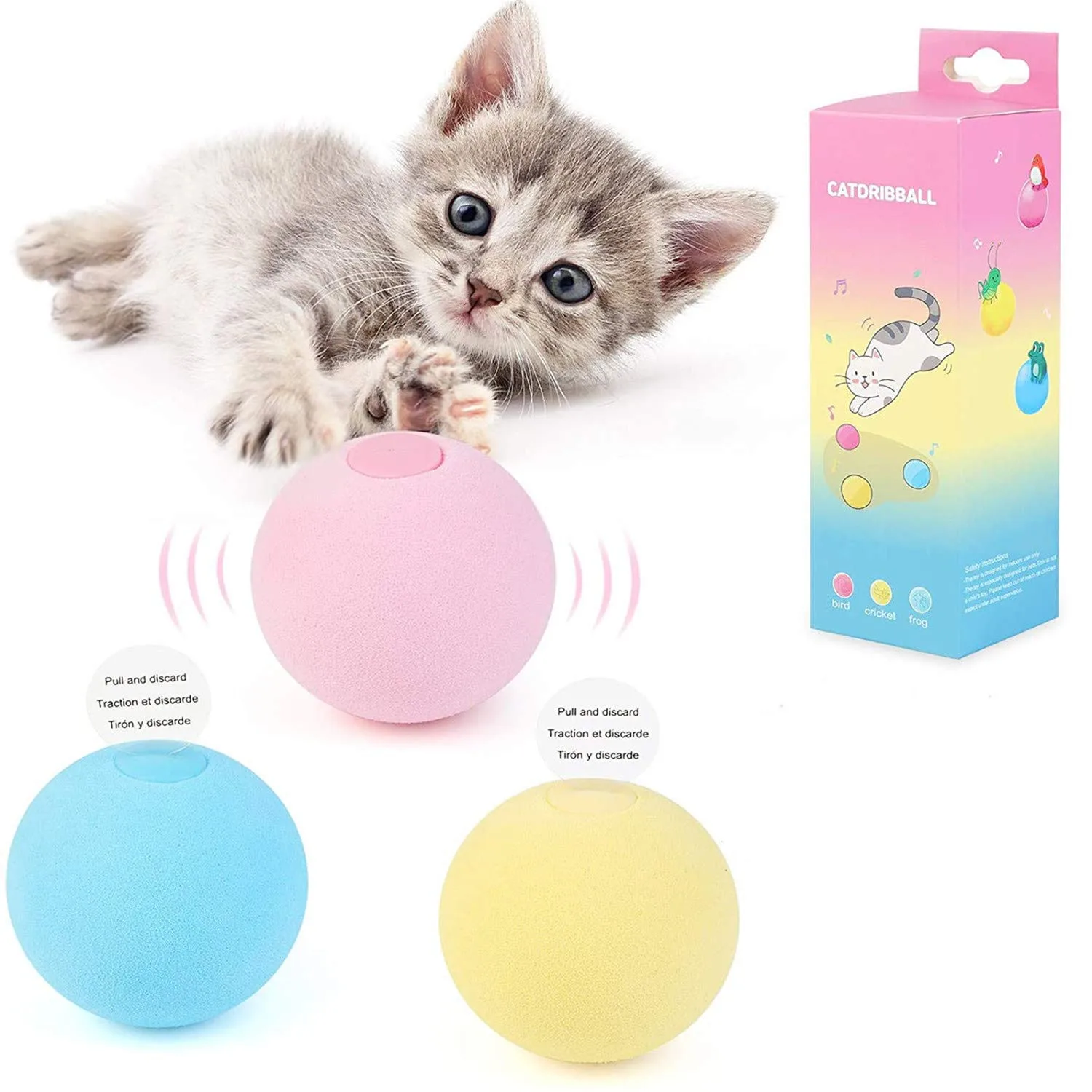 

3 Pcs Simulation Sound Cat Ball Toys for Cats Pet Interactive Catnip Funny Toy Selfplaying Kitten Toy Training Supplies for Ca