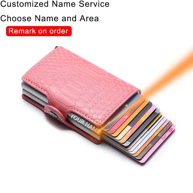 

DIENQI Snake Leather Walet Mens Wallet for Cards Red Mini Purse Metal Wallet Double Cardholder Money Bag Vintage Trifold Wallets