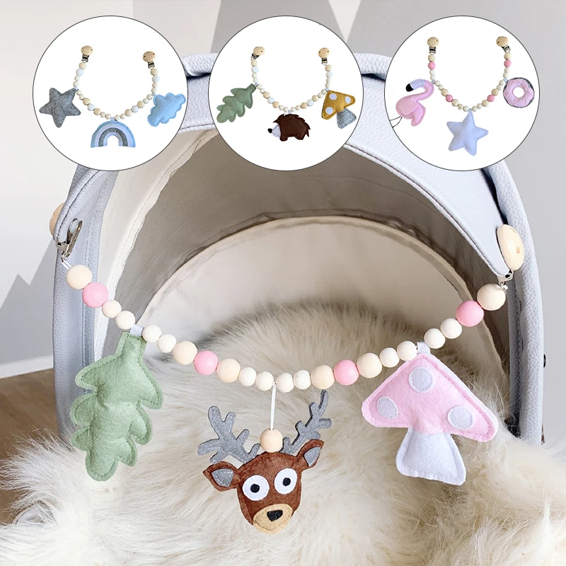 

LazyChild Baby Toy Wooden Pram Clip Baby Mobile Pram Plush Bead Pacifier Chain Chewable Rattle Baby Wooden Teether Necklace