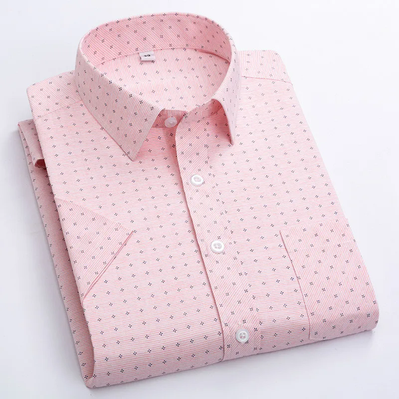 

Trendy Men's Short Sleeve Dress Shirts Basic Business Social Summer Comfortable Formal Button Turn Down Collar Slim Fit Shirt