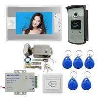 wired home 7 color video intercom rfid camera with 1 monitor video door phone 500 user for apartments with metal electric lock