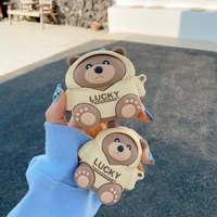 cute earphone case for airpods lucky sweater bear headset case for airpods 2 3 airpods pro silicon headphone cover with keychain