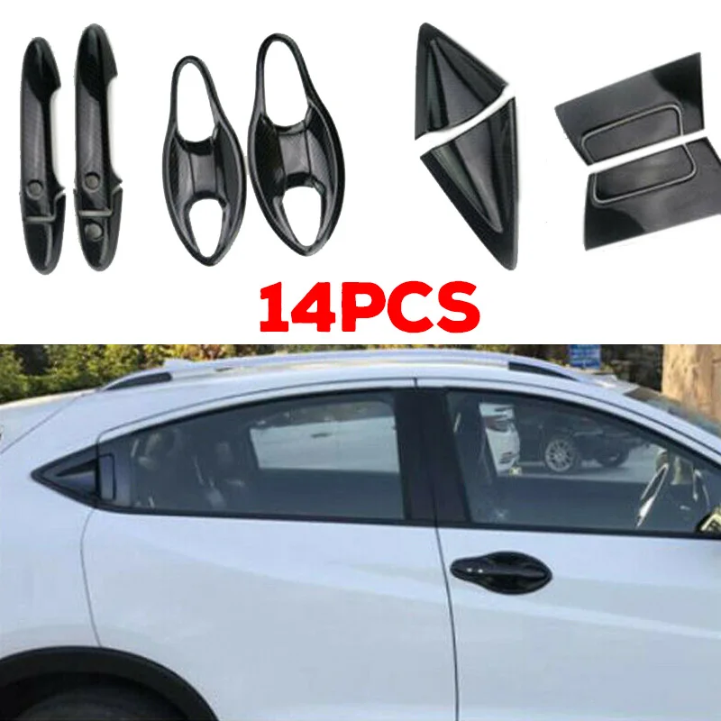 14 * карбоновое волокно задняя + Передняя ручка дверная чаша Накладка для Honda HRV 2016