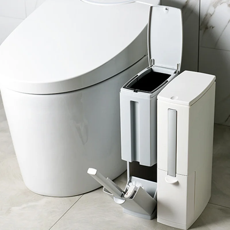 

Dreamburgh Hot Plastic Trash Can Set with Toilet Brush Bathroom Waste Bin Narrow Dustbin Trash Cans Garbage Bucket Bag Dispenser