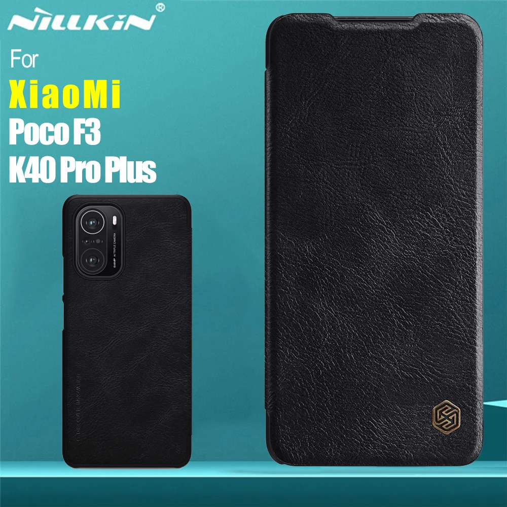 

Nillkin Flip Case for Xiaomi Poco F3 Redmi K40 Pro Case Back Cover Protective Qin PU Leather 360 Cases for Redmi K40 Pro Plus