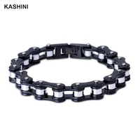 mens chain bracelets bangles black motorcycle biker bicycle chain link bracelets for men single layer stainless steel jewelry