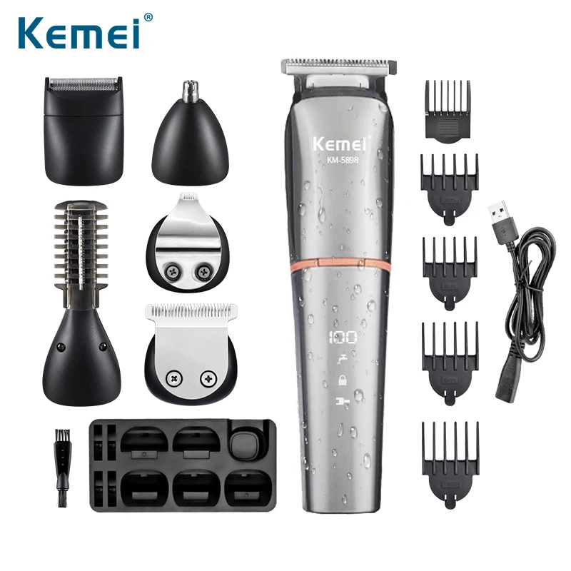 Kemei водонепроницаемые аккумуляторные машинки для стрижки волос мужчин триммер с
