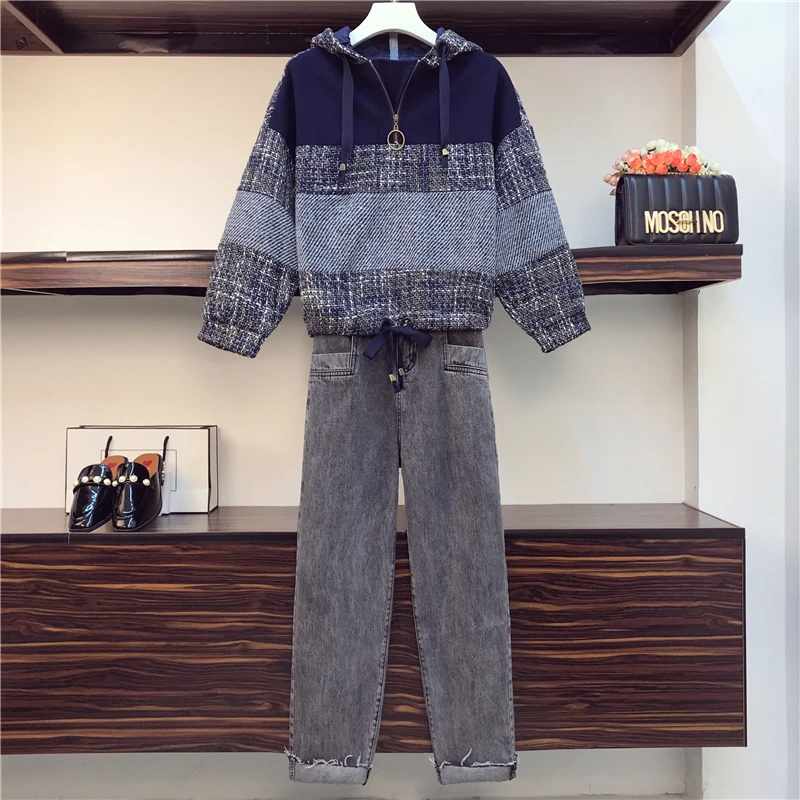 

Женские спортивные костюмы, элегантные Лоскутные комплекты для женщин, теплые толстовки с капюшоном и длинные брюки, модные повседневные б...