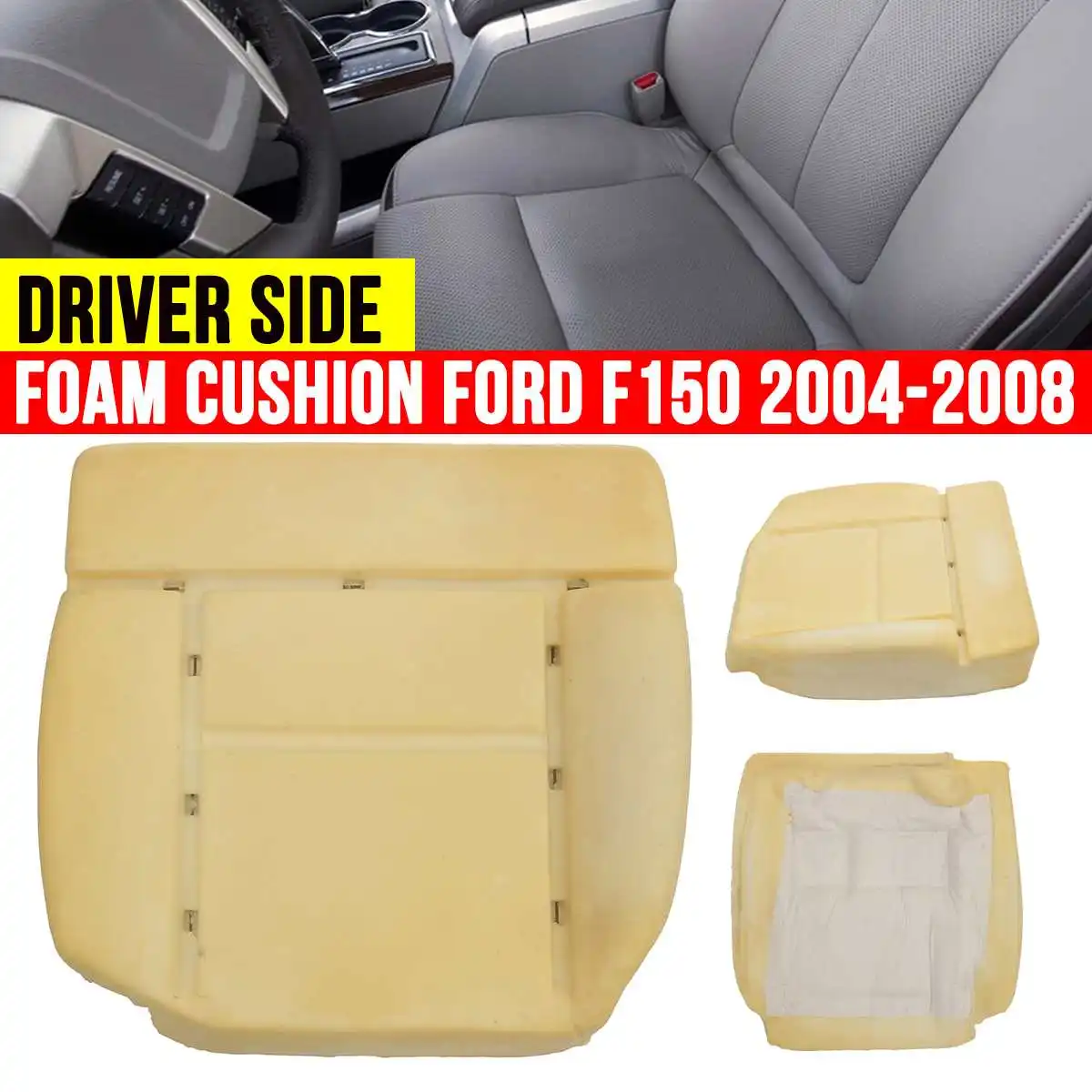 

For Ford F150 Front Driver Side Bottom Foam Seat Cushion Comfort Seat Cushion Foam Pad Breathable 2004 2005 2006 2007 2008