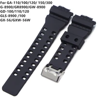 16mm silicone rubber watch band strap fit for casio g shock replacement black waterproof watchbands accessories gd 100 g 8900