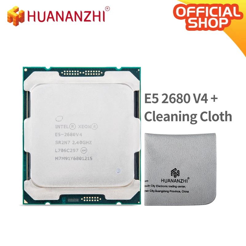 Фото Чистящая ткань HUANANZHI с процессором Intel Xeon E5 2680 V4 2 4G LGA 2011 3 2680V4 процессор для