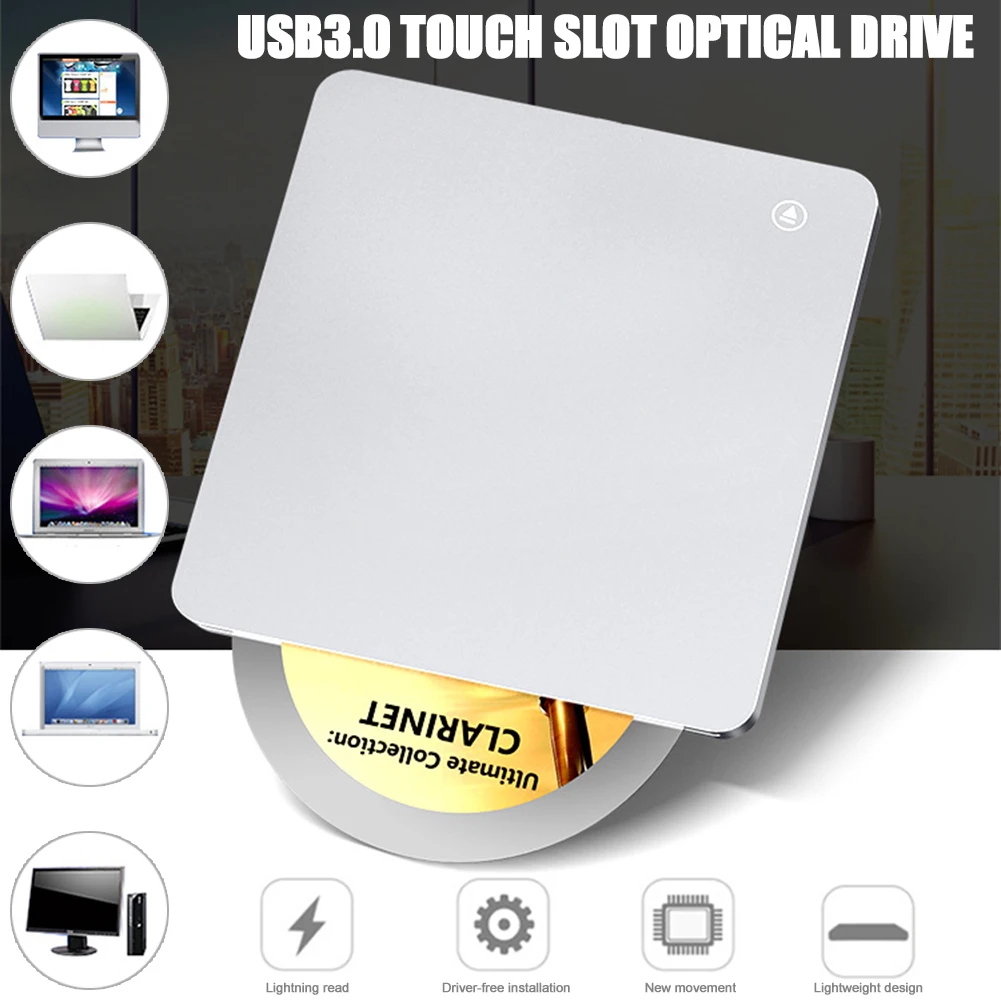 

Внешний DVD-привод USB 3,0, портативный CD DVD-привод, записывающее устройство, записывающее устройство, оптический проигрыватель для ноутбука, ПК,...